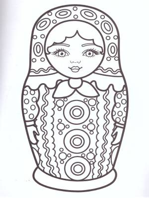 Раскраска Матрешки Дымковская роспись