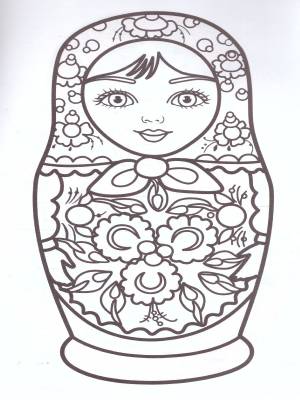 Раскраска Матрешки Городецкая роспись