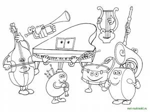 Раскраски Раскраска Музыкальные инструменты простые раскраски