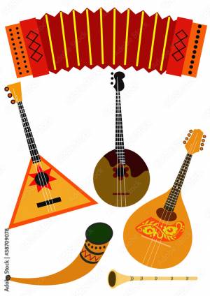 Русские народные музыкальные инструменты Stock Vector