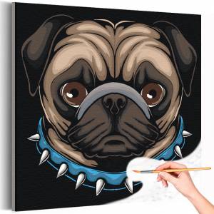 AAAA-C0063 Мопс в ошейнике