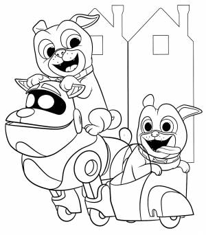 Раскраска Дружные Мопсы