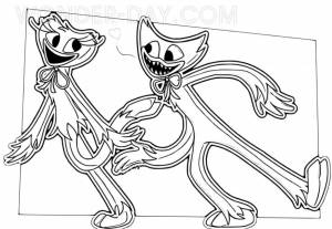 Раскраска Хагги Вагги и Кисси Мисси Поппи Плейтайм