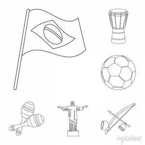 Страна бразя наброски иконки в наборе коллекции для дизайна