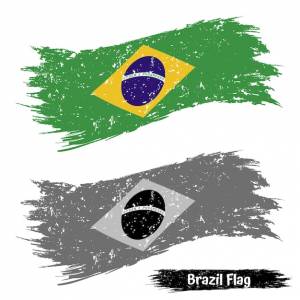 Эффект гранжа флага брази  эффект мазка кистью цвет и черно-белый