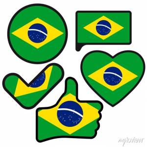 Флаг брази в форме кнопки, сердца, как, галочка, плоский стиль, фотообои