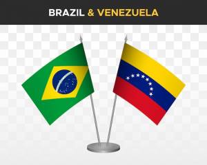 Макет настольных флагов брази против венесуэлы изолированный трехмерный векторный рисунок флаги таблицы