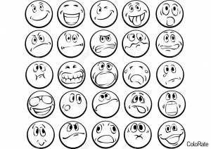 Раскраска Набор смайлов