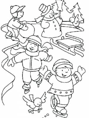 Раскраска Зимние забавы для детей
