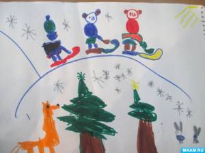 Рисунки детей на тему «Зимние забавы»