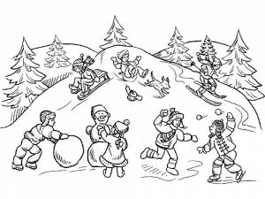 Раскраска Зимние забавы