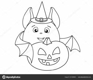 Lindo Murciélago Gordo Sombrero Mágico Lleva Una Calabaza Halloween Una Vector de stock por ©DisaAnna 421369900