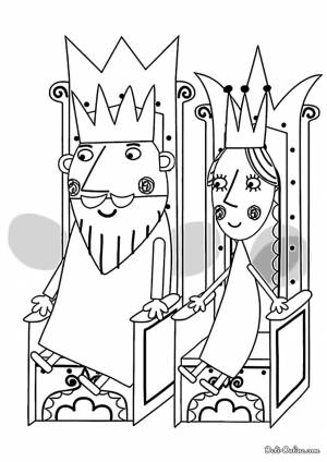 Раскраска Король и Королева Чертополох на троне