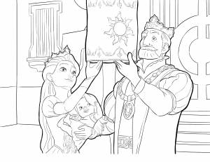 Раскраски Раскраска Король и королева запускаю фонарики в честь рождения дочки раскраски холодное сердце детские