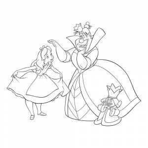 Раскраска Алиса, Король, Королева