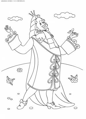 Раскраска Король восторгается хрустальной туфелькой