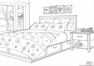 Спальня раскраска для детей