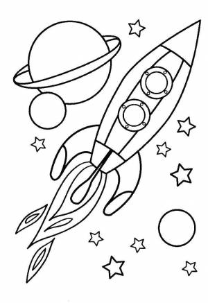 Раскраски Раскраска Ракета в космосе космос Космические раскраски