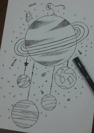Рисунки для срисовки космос планеты
