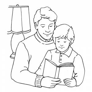 Раскраска Папа и сын на День Защитника Отечества