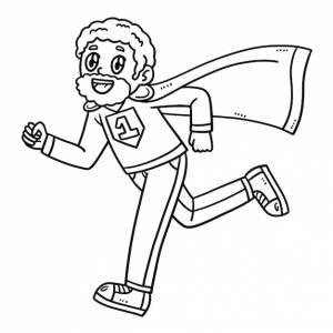 День отцов папа супергерой изолированная страница раскраски