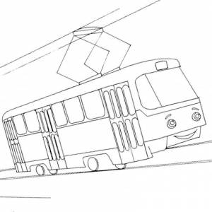 Раскраска Трамвай с большими глазами
