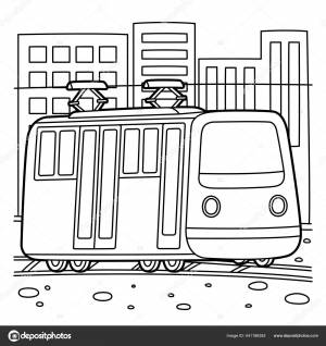 раскраски для трамвая Векторное изображение ©abbydesign 441186382
