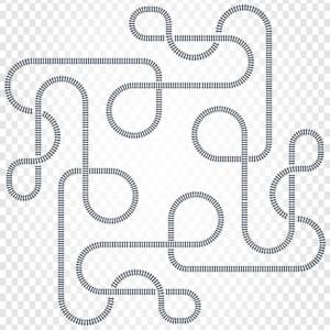 Лабиринт железнодорожных линий и узлы карта трамвая для поездов с векторной иллюстрацией поворотов и мостов