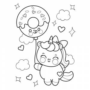 Раскраска Единорог и пончик