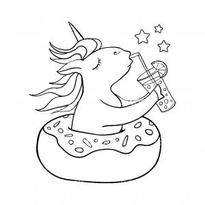 Раскраска пончик единорог