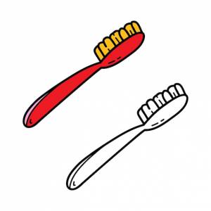 Иллюстрация раскраски страницы зубной щетки каракули