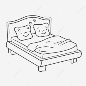 рисунок милая кровать с двумя подушками раскраска для детской комнаты вашего ребенка набросок эскиза вектор PNG , детский рисунок, рисунок крыла, медсестра рисунок PNG картинки и пнг рисунок для й загрузки