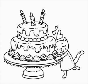 Рисунок торта на день рождения