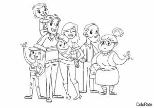 Раскраска Большая счастливая семья