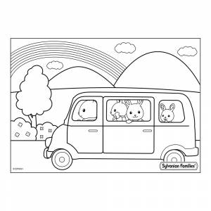 Раскраска Семья Сильваниан в машине