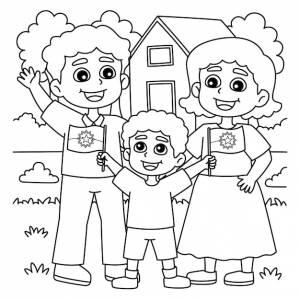 Раскраска семья празднует 10 июня