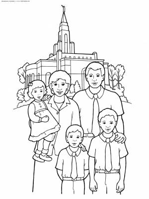Раскраска Семья 5 человек