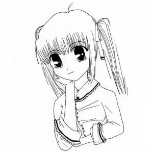 Раскраска очень милая девушка аниме