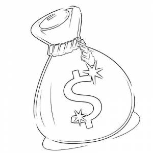 Раскраска мешок с деньгами