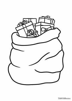 Раскраска Большой мешок с подарками