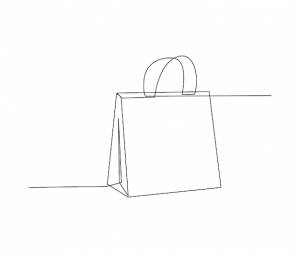 Непрерывный однолинейный рисунок сумки для покупок простые бумажные пакеты мешки линии искусства векторной иллюстрации