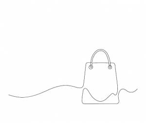Непрерывный однолинейный рисунок сумки для покупок простые бумажные пакеты мешки линии искусства векторной иллюстрации