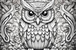 Раскраска мозаика сова