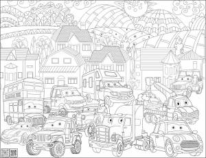 Раскраска Город машин ID Wall