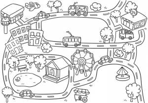 Иллюстрация Раскраска город в стиле 2d