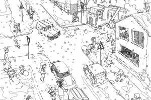 Раскраска Зимний город