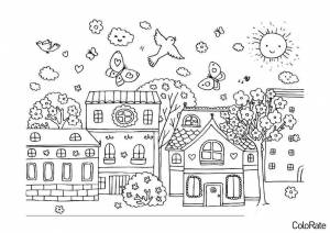 Раскраска Милый сказочный город