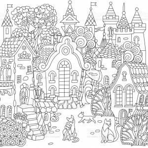 Раскраска сказочный город для детей