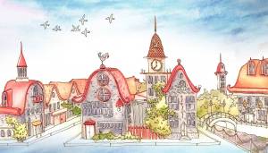 Сказочный город рисунок карандашом