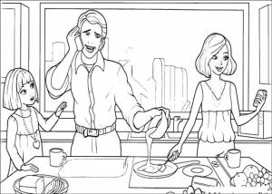 Раскраски семейный, Раскраска Семейный обед Семья